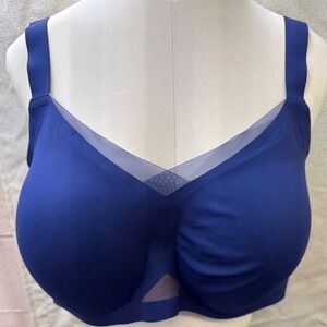 Honeylove Silhouette Bra Navy Blue Wireless Mesh Plus Size 2X+ LWBR0304 NWT